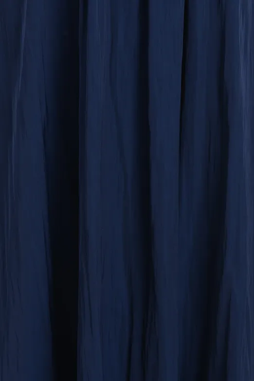 Bayan Lacivert Kraşlı Saten Midi Etek - BSL