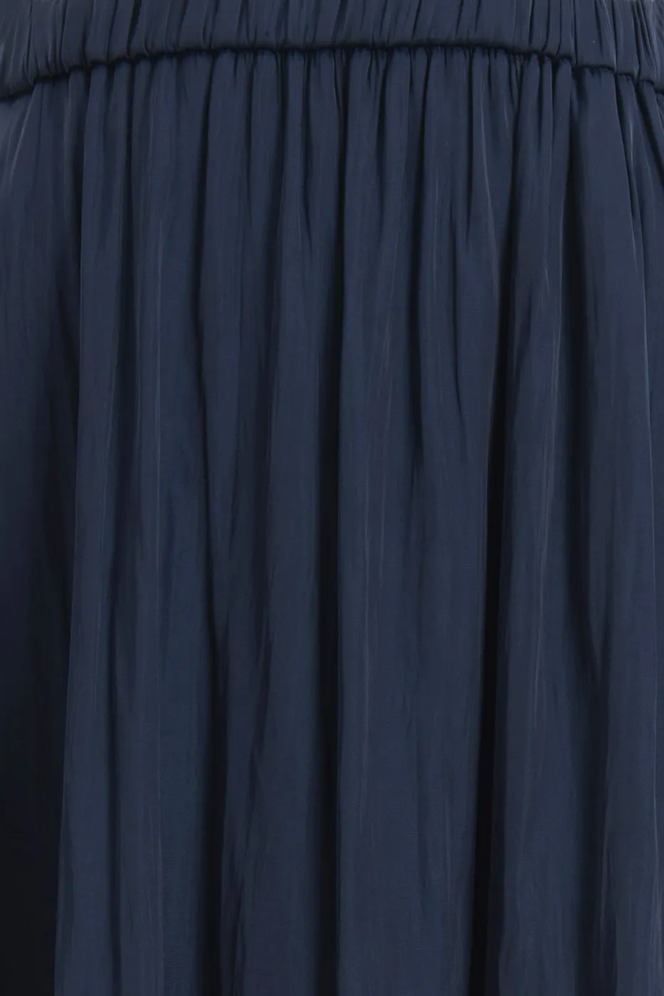 Bayan Lacivert Kraşlı Saten Midi Etek