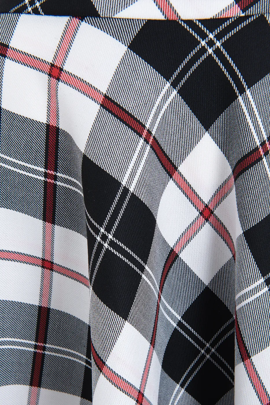 Bayan Siyah Ekoseli Kloş Midi Etek