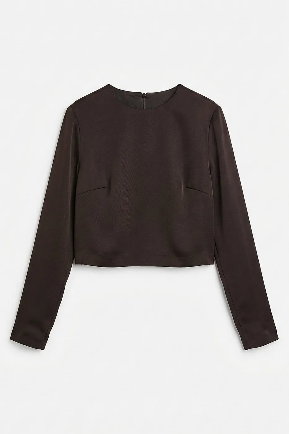 Bayan Kahverengi Saten Bluz