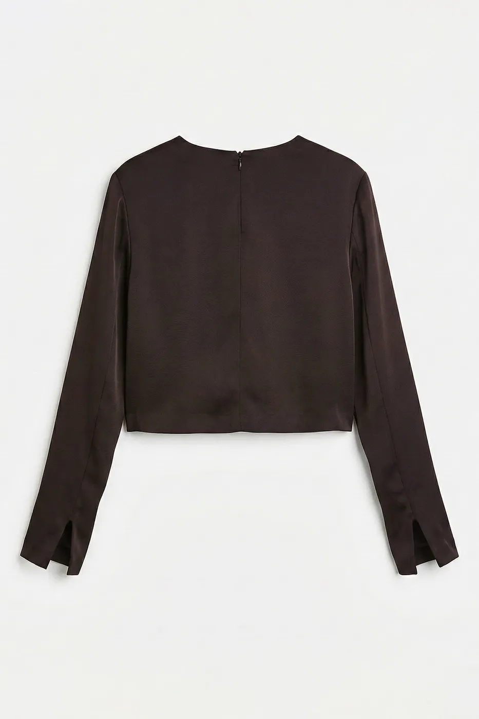 Bayan Kahverengi Saten Bluz