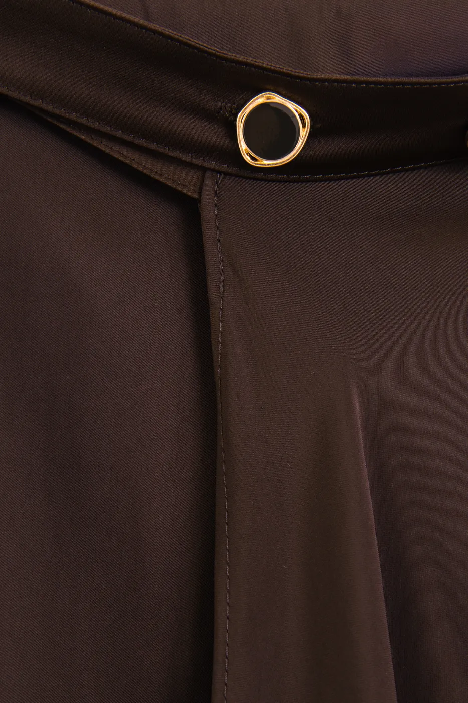 Bayan Kahverengi Saten Anvelop Kapama Midi Etek