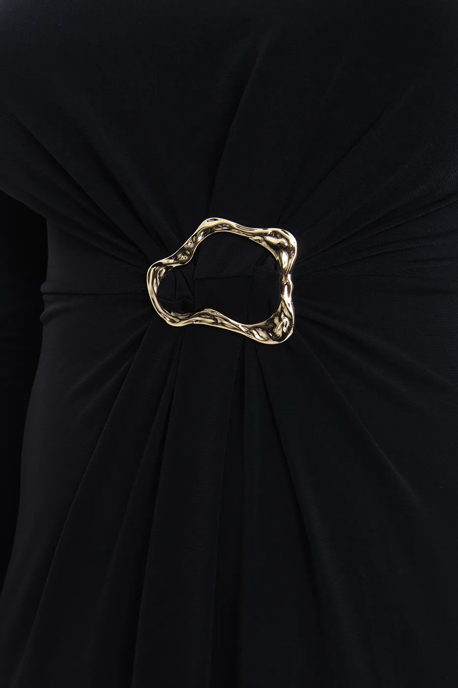 Bayan Siyah Toka Detaylı Midi Elbise