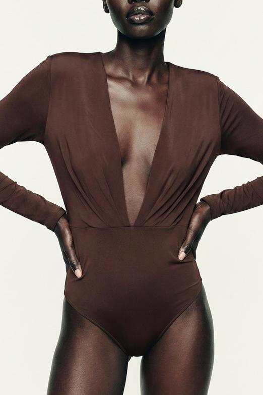 Derin V Yakalı Bodysuit