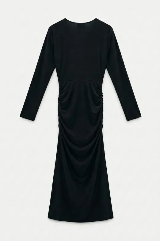 Bayan Siyah Toka Detaylı Deapeli Kalem Elbise - BSL