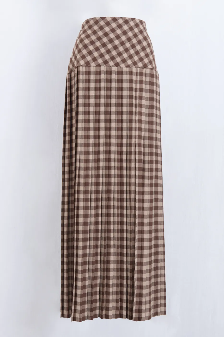 Bayan Kahverengi Piliseli Maksi Etek