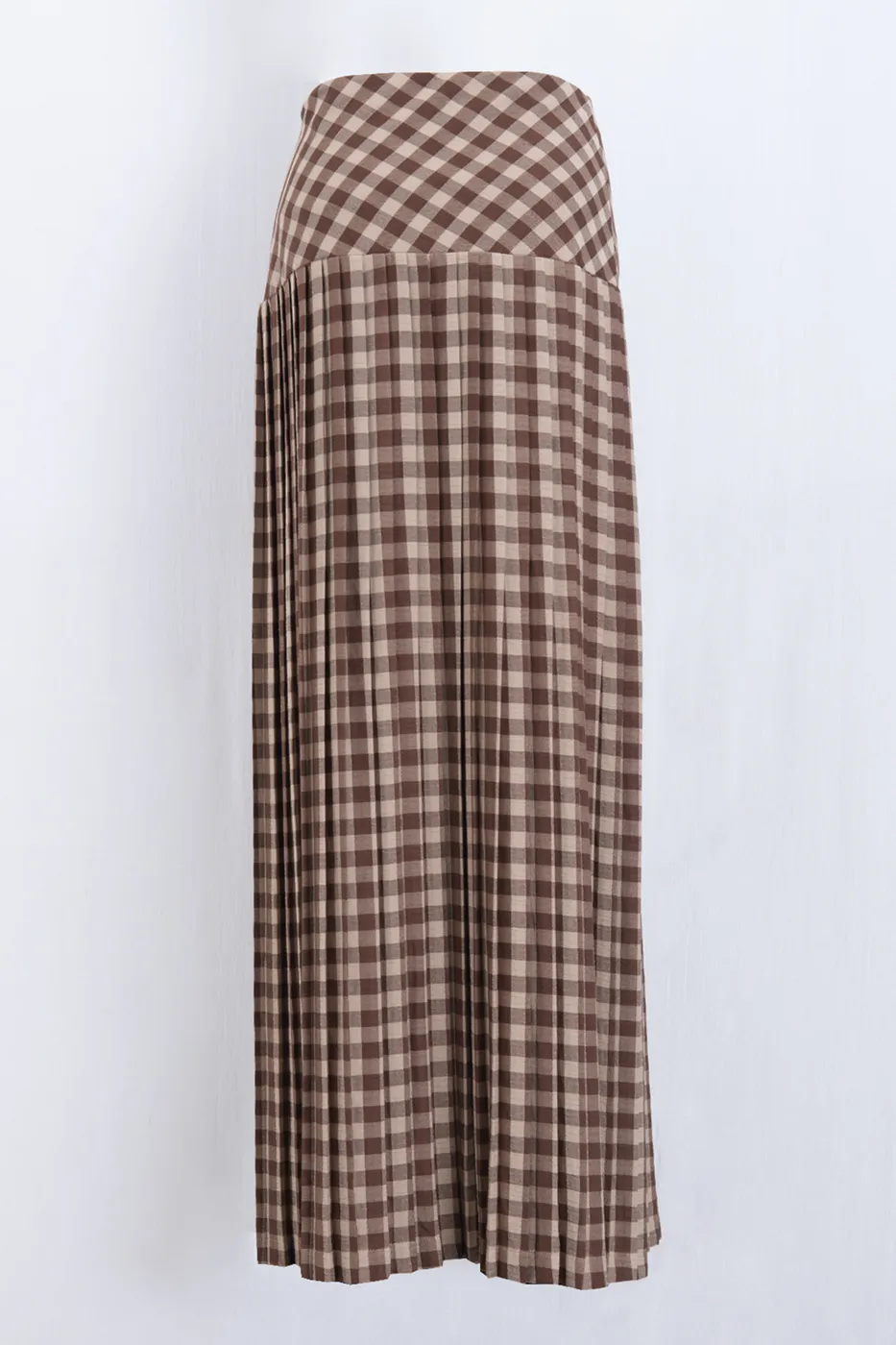 Bayan Kahverengi Piliseli Maksi Etek