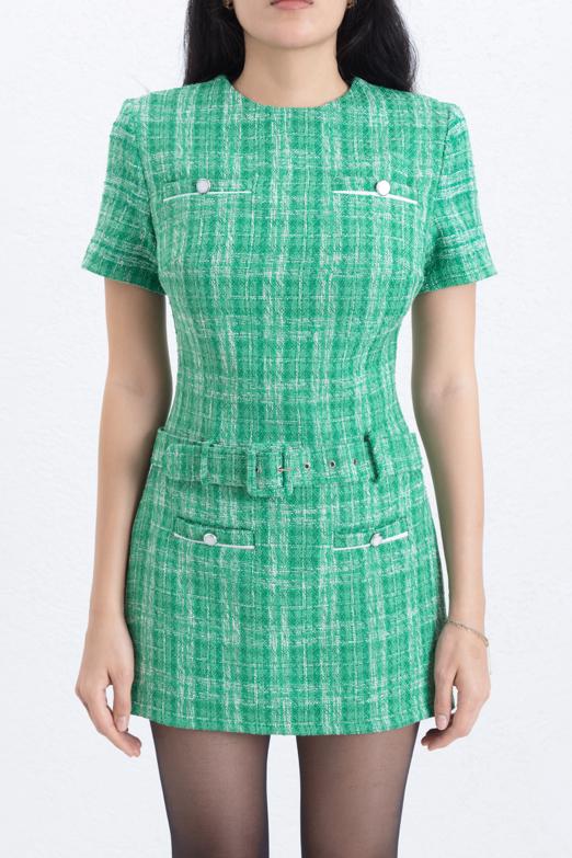 Kemerli Tüvit Mini Elbise