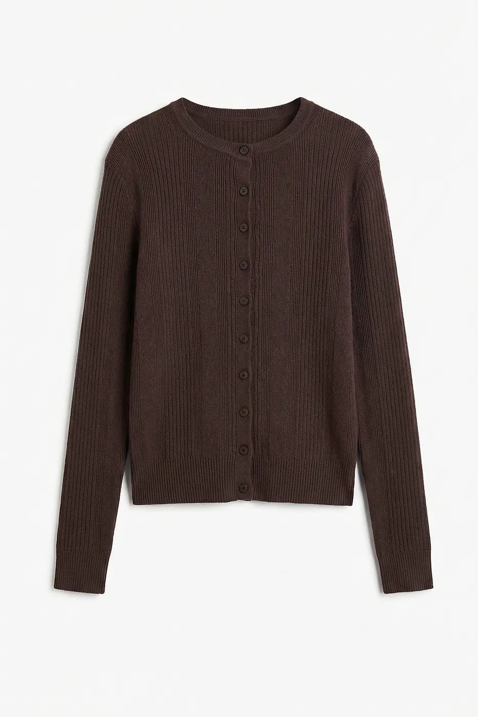 Bayan Kahverengi Triko Fitilli Slim Hırka