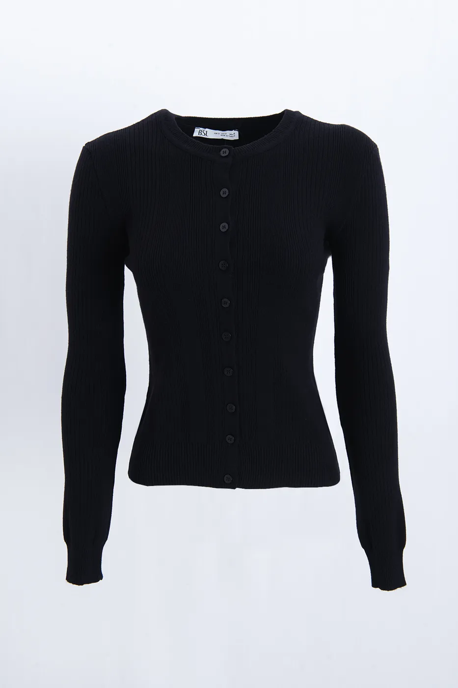 Bayan Siyah Triko Fitilli Slim Hırka