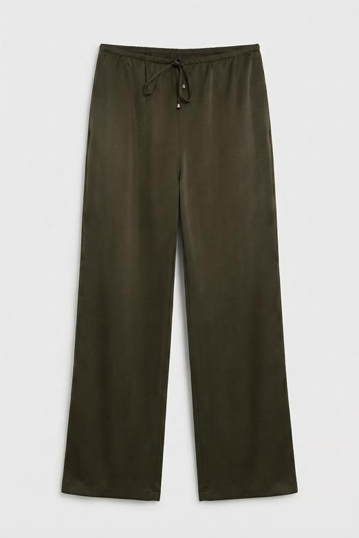 Bayan  Saten Düz Kesim Pantolon