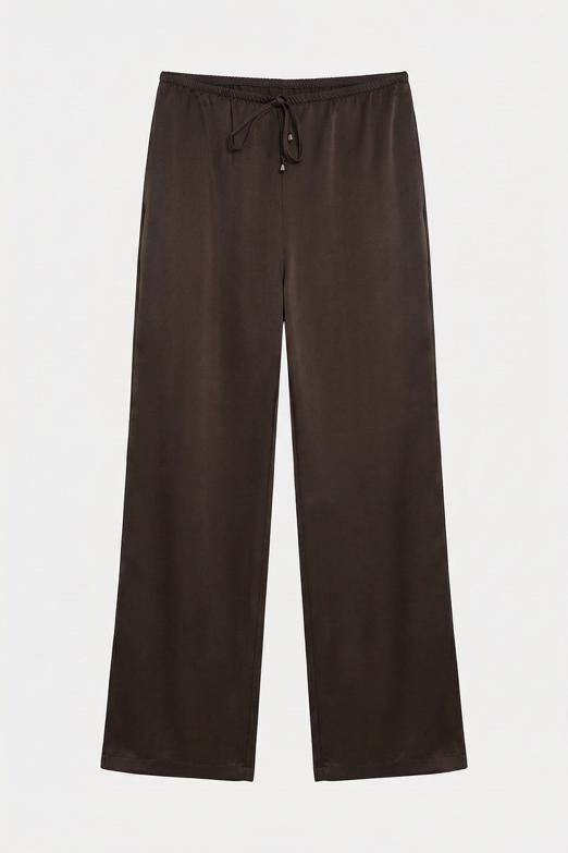 Bayan  Saten Düz Kesim Pantolon