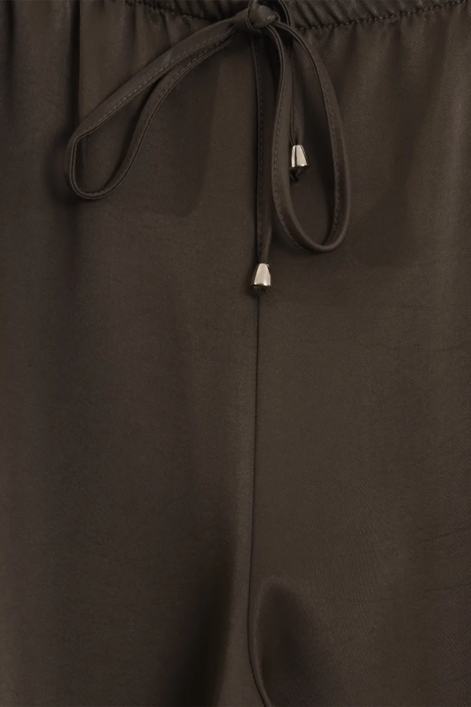 Bayan Kahverengi Saten Düz Kesim Pantolon