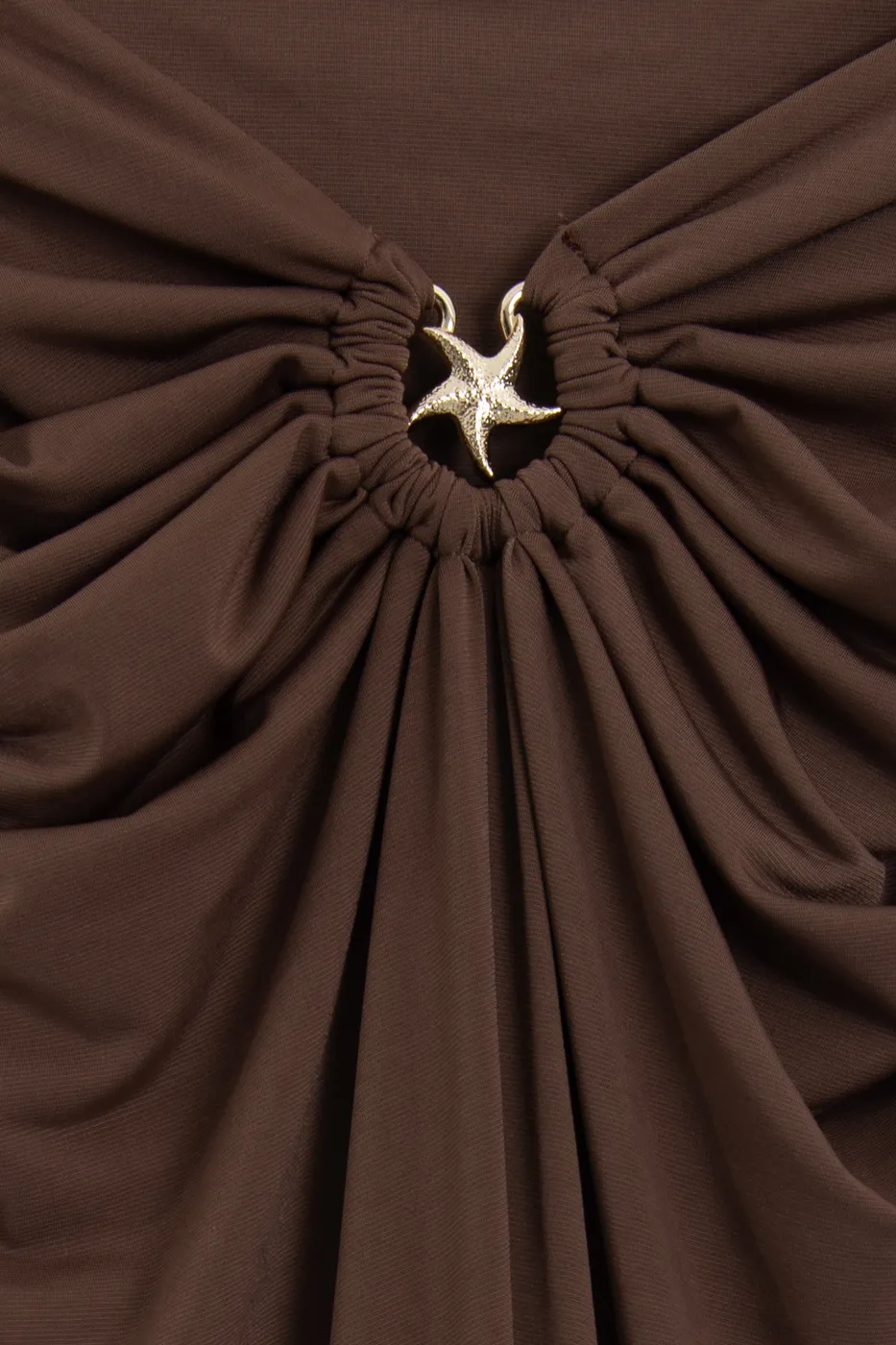 Bayan Kahverengi Toka Ve Drape Detaylı Midi Etek