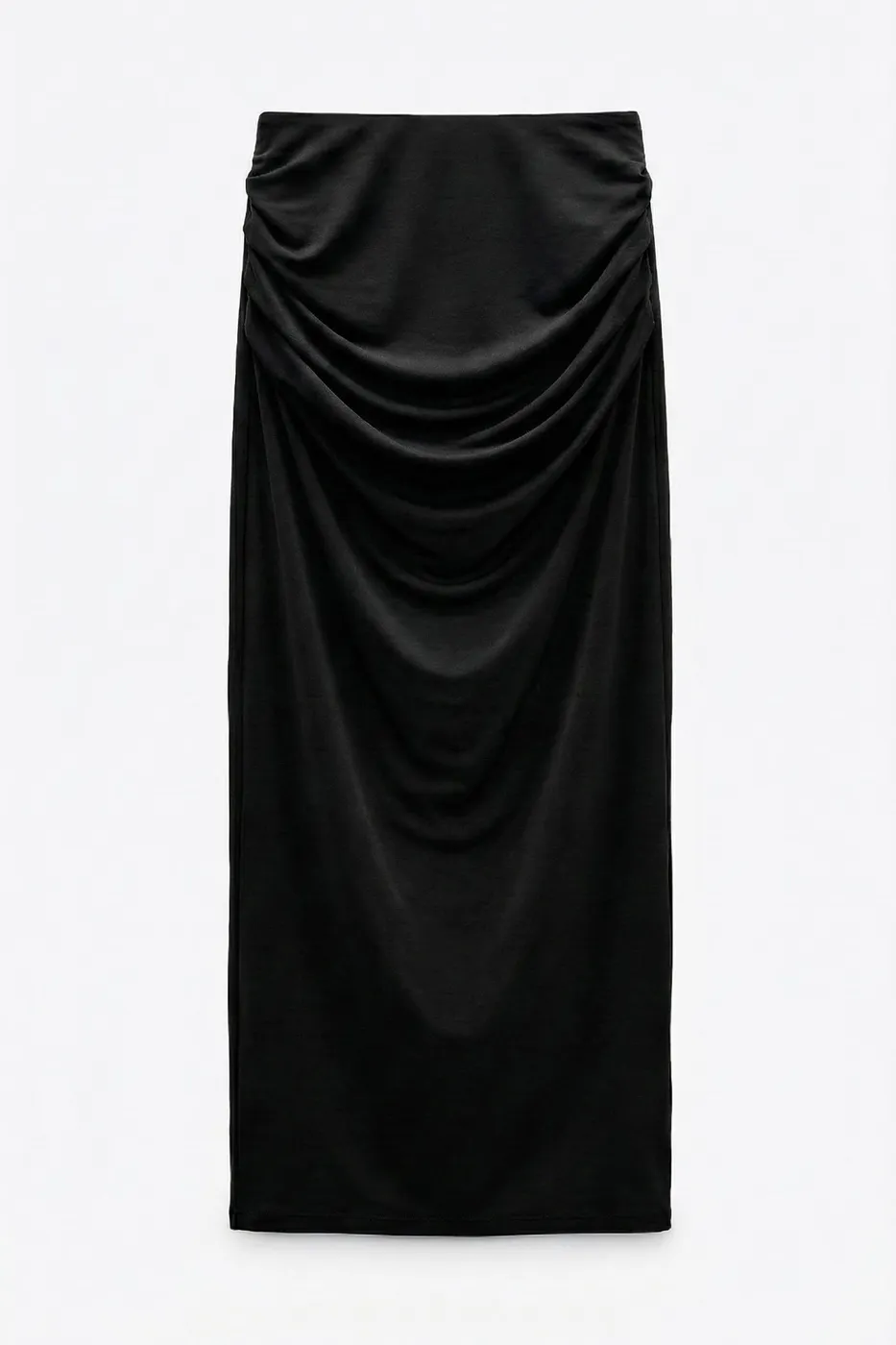 Bayan Siyah Toka Ve Drape Detaylı Midi Etek