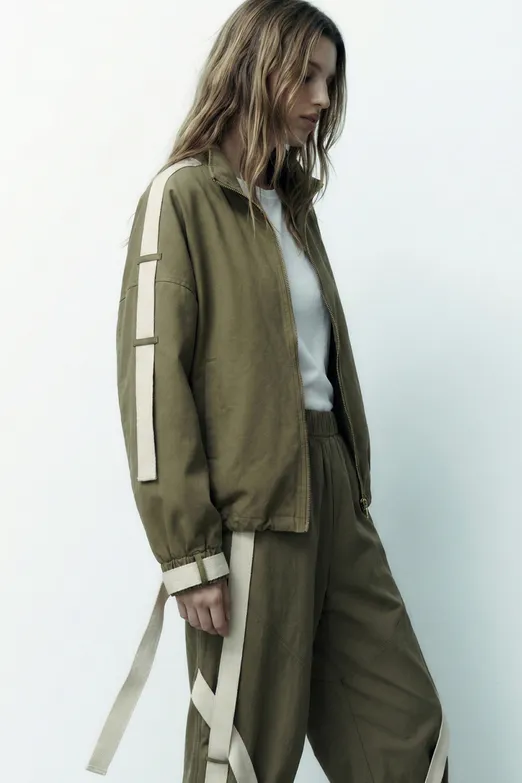 Bayan Haki Şerit Detaylı Mont - BSL