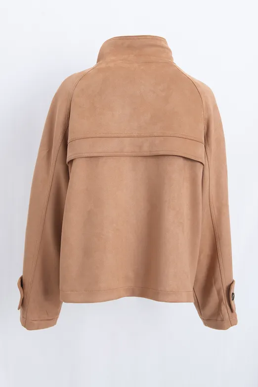 Bayan Camel Cepli Süet Mont - BSL