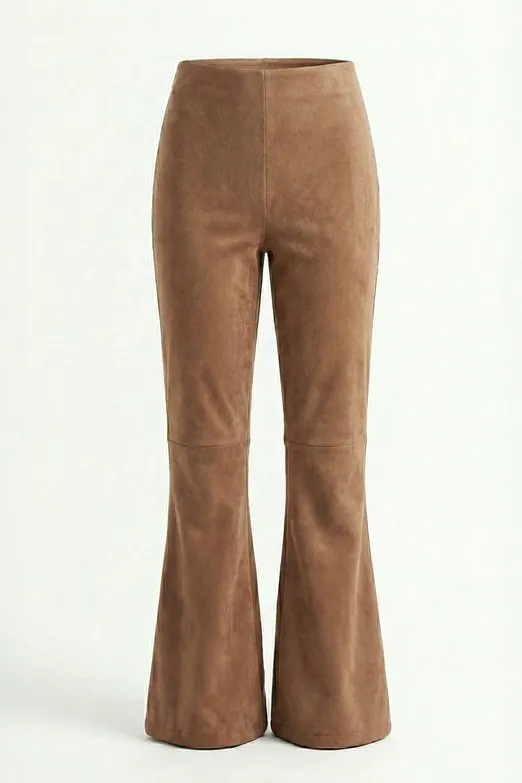 Bayan Camel Normal Bel Süet Pantolon - BSL