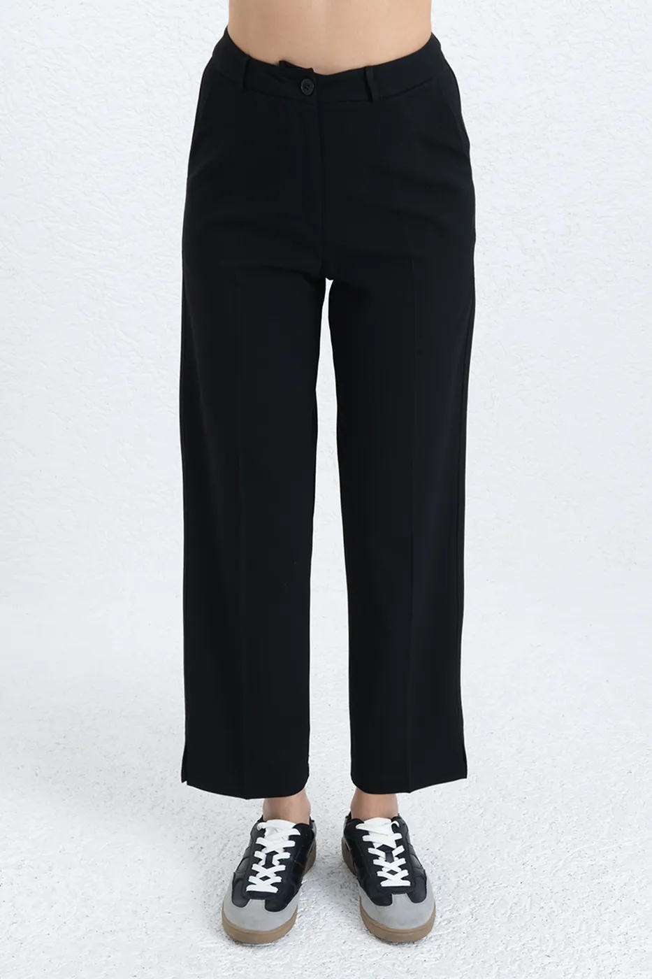 Bayan Siyah Bilek Boy Kumaş Pantolon