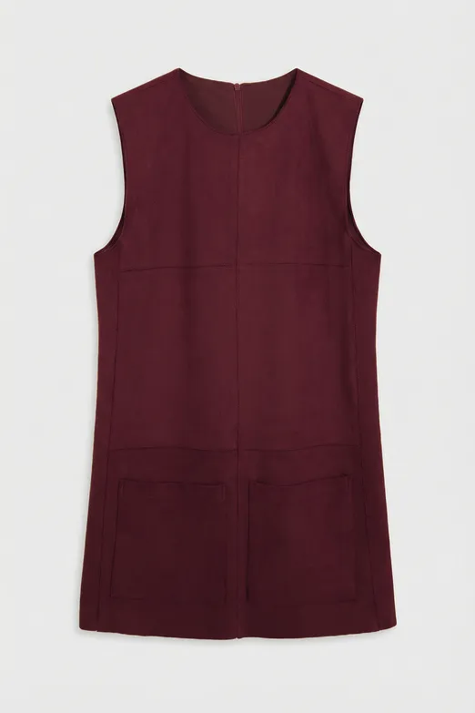 Bayan Bordo Süet Görünümlü Mini Jile Elbise - BSL