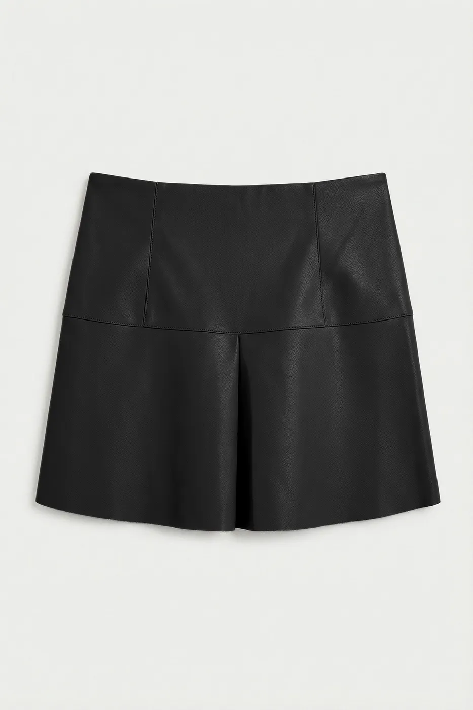 Bayan Siyah Pileli Mini Deri Etek