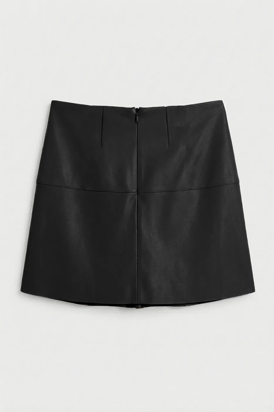 Bayan Siyah Pileli Mini Deri Etek