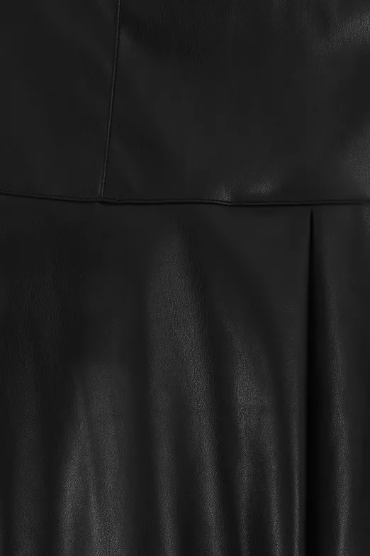 Bayan Siyah Pileli Mini Deri Etek - BSL