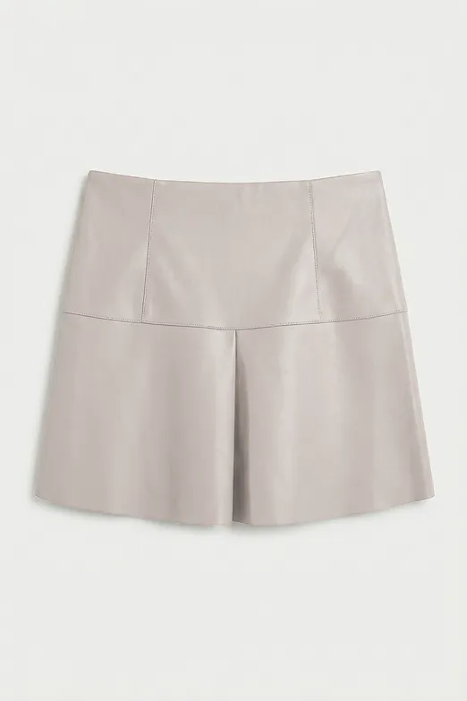 Bayan Taş Pileli Mini Deri Etek - BSL