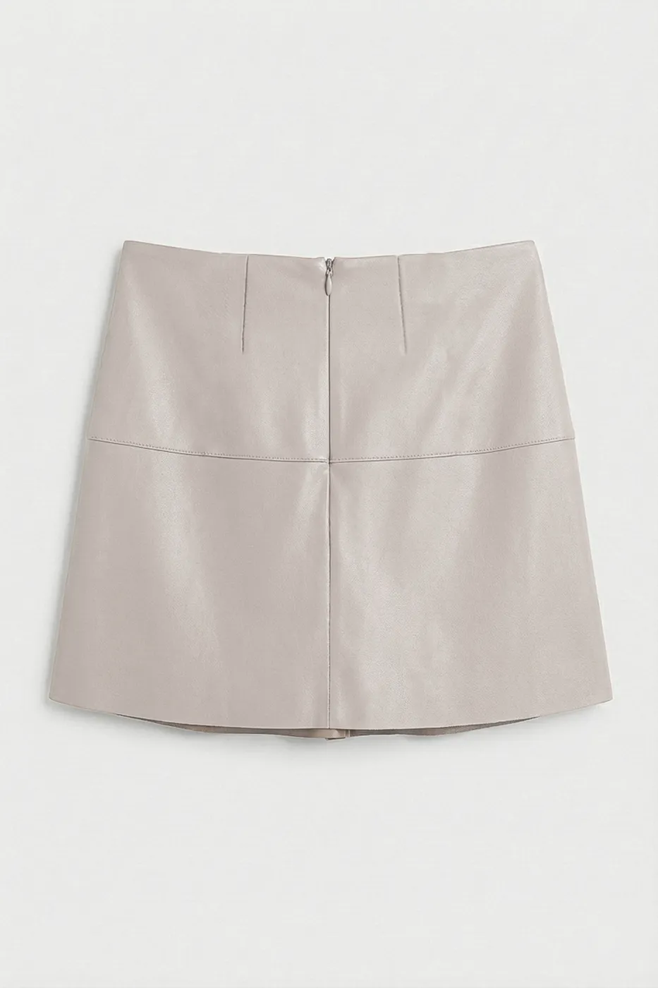 Bayan Taş Pileli Mini Deri Etek