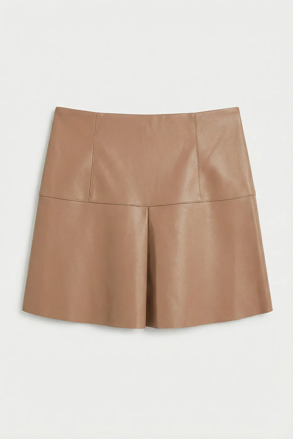 Bayan Vizon Pileli Mini Deri Etek