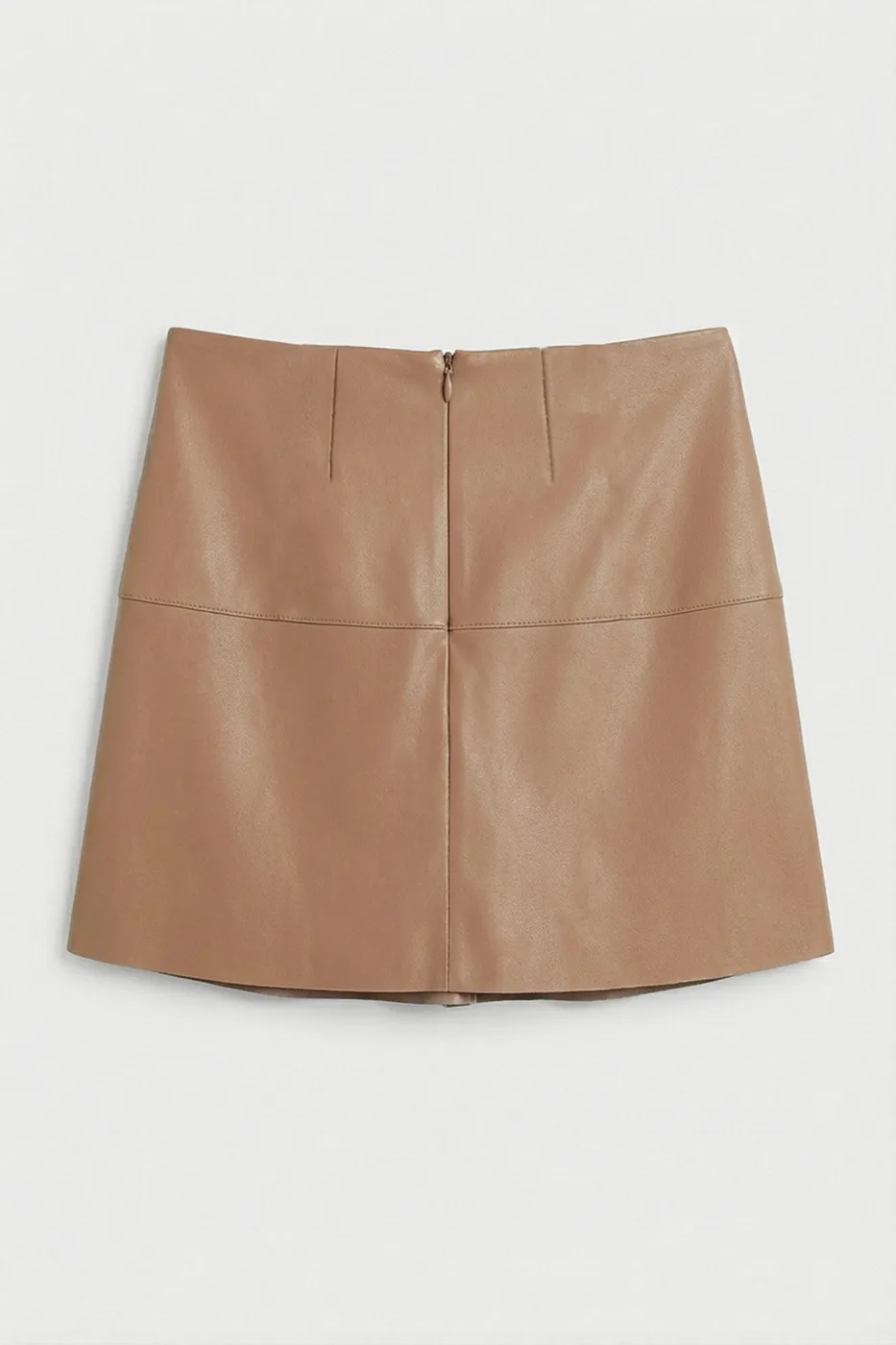 Bayan Vizon Pileli Mini Deri Etek