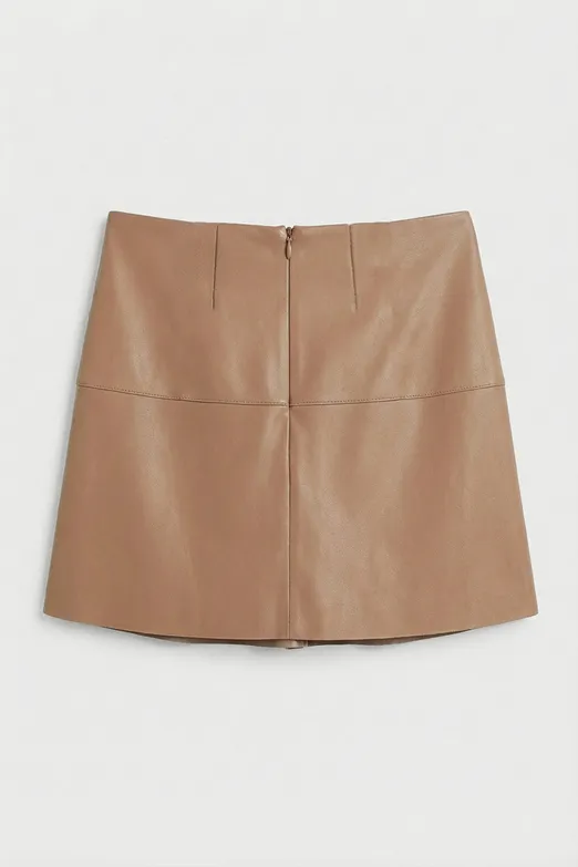 Bayan Vizon Pileli Mini Deri Etek - BSL