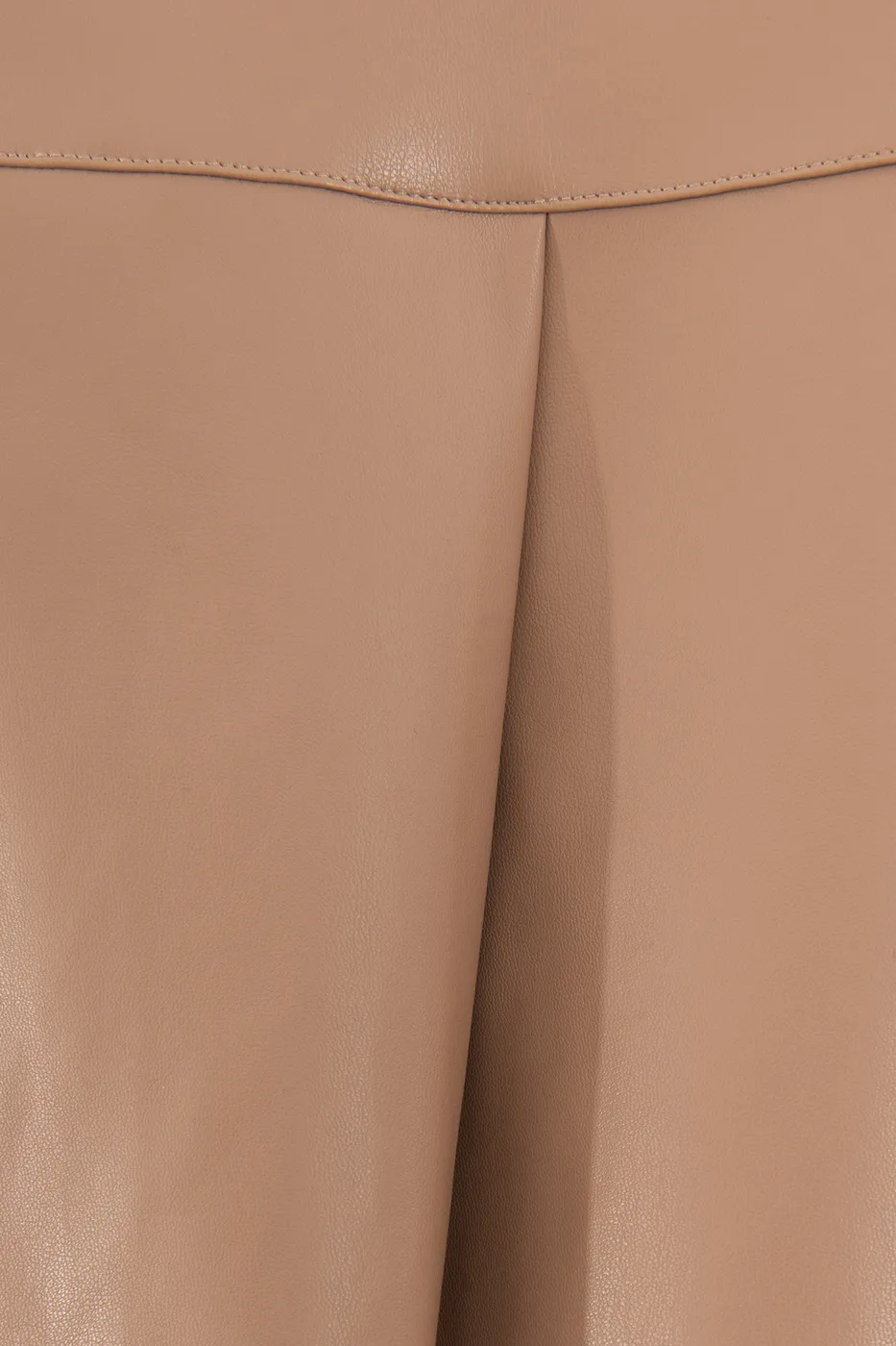 Bayan Vizon Pileli Mini Deri Etek