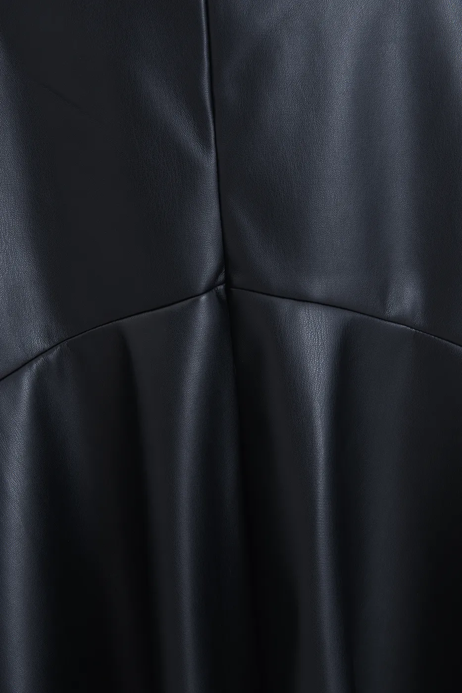 Bayan Siyah Volanlı Deri Midi Etek