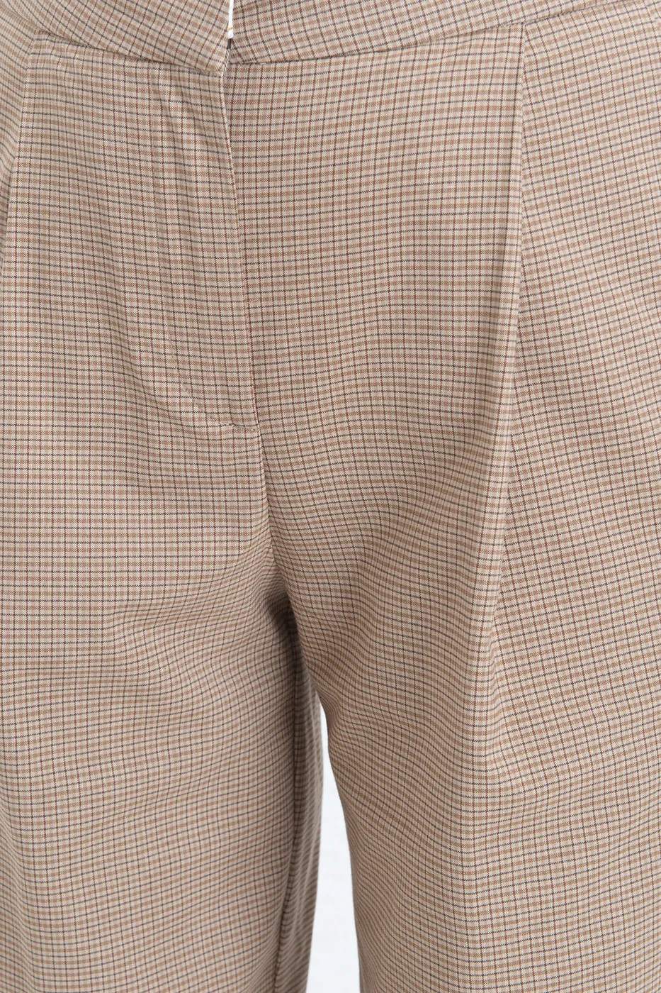 Bayan Kahverengi Pileli Düz Kesim  Kumaş Pantolon