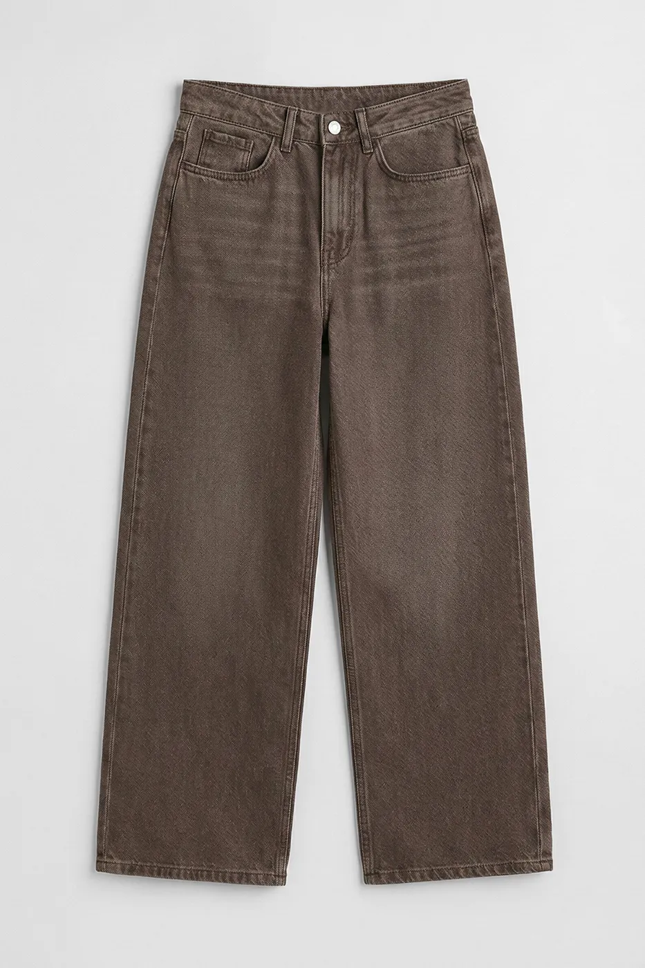 Bayan Kahverengi Geniş Kalıp Renkli Denim Pantolon