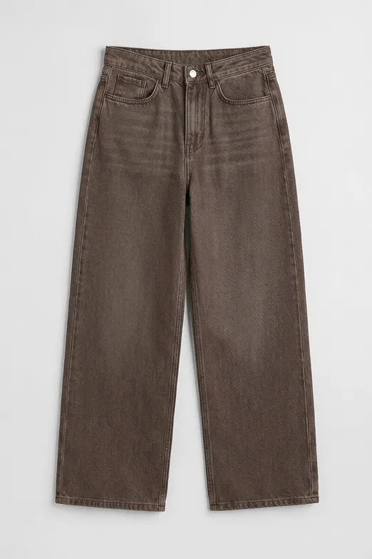 Bayan Kahverengi Geniş Kalıp Renkli Denim Pantolon - BSL