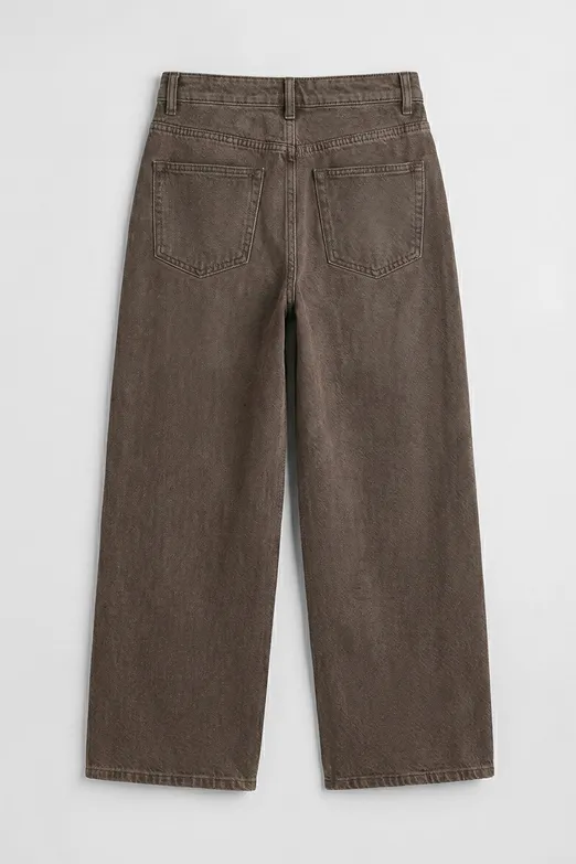 Bayan Kahverengi Geniş Kalıp Renkli Denim Pantolon - BSL