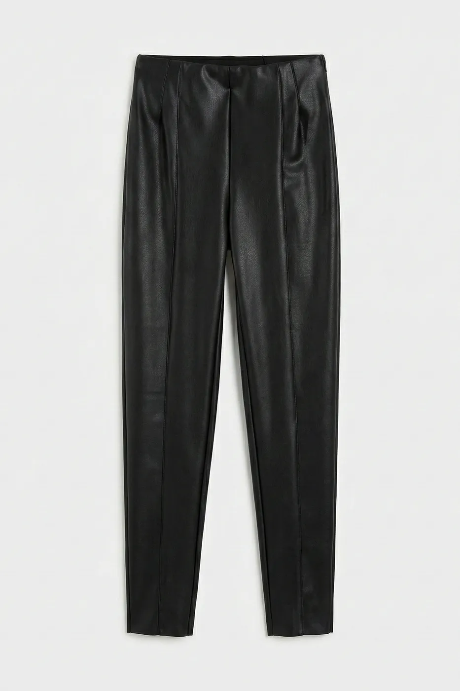 Bayan Siyah Licralı Deri Tayt