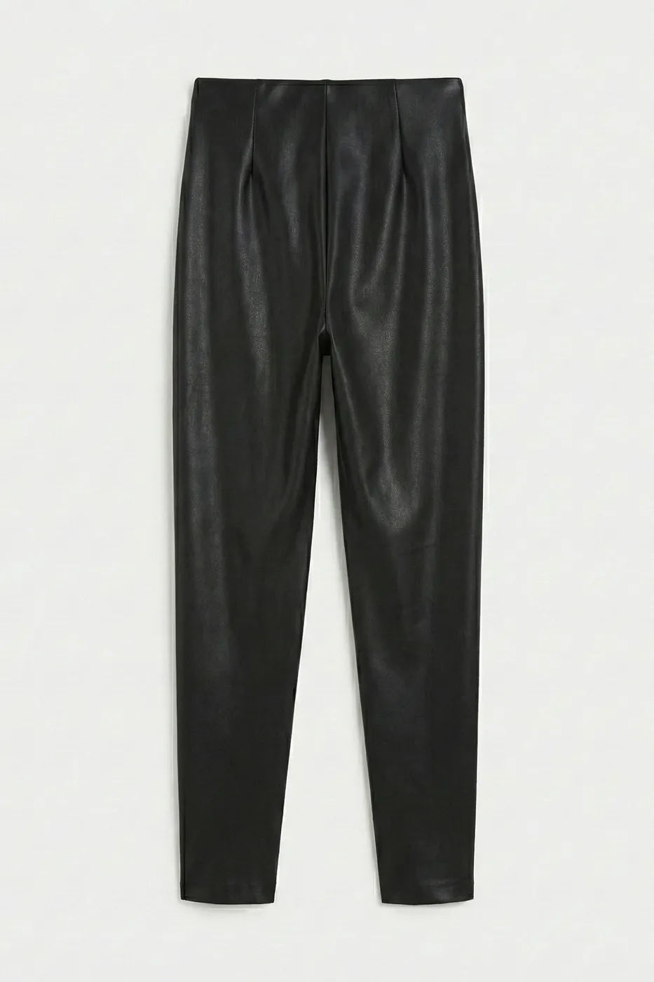 Bayan Siyah Licralı Deri Tayt