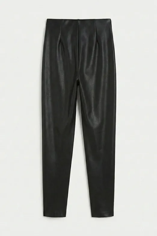 Bayan Siyah Licralı Deri Tayt - BSL