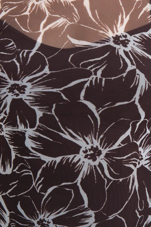 Bayan Kahverengi Astarlı Tül Slim Fit Midi Elbise - BSL