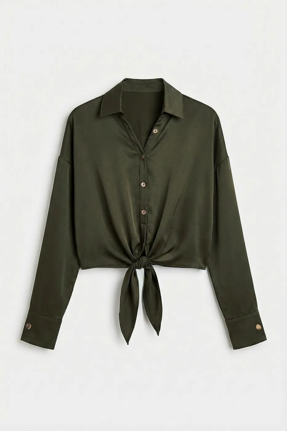 Bayan Haki Bağlamalı Saten Bluz