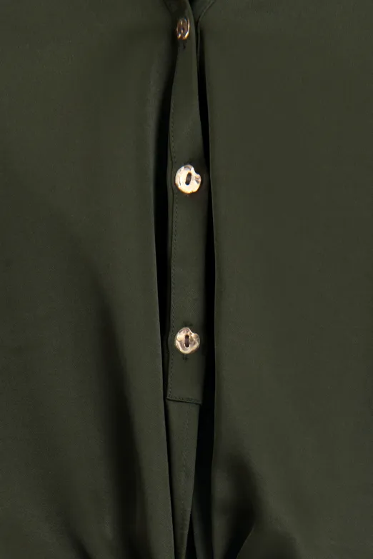 Bayan Haki Bağlamalı Saten Bluz - BSL