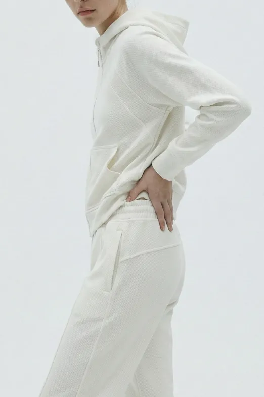 Bayan Beyaz Beli Lastikli Düz Kesim Pantolon - BSL