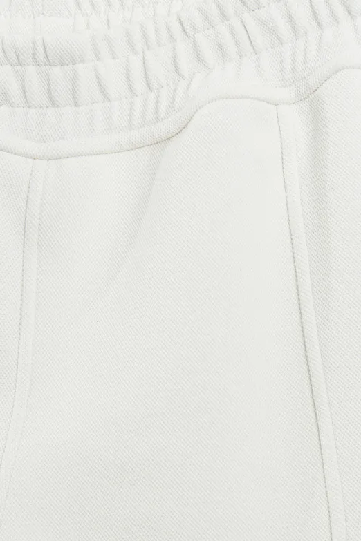 Bayan Beyaz Beli Lastikli Düz Kesim Pantolon - BSL