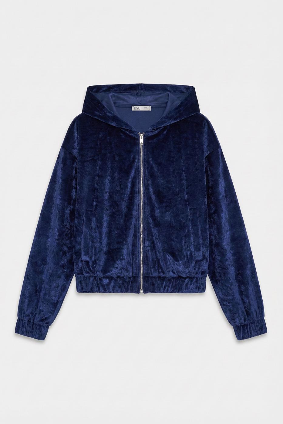 Kapüşonlu Kadife Sweatshirt