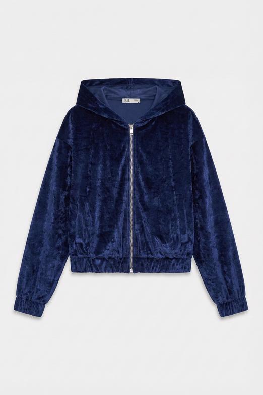 Bayan  Kapüşonlu Kadife Sweatshirt