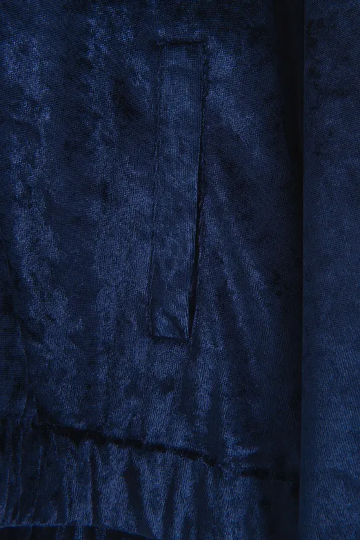 Bayan Lacivert Kapüşonlu Kadife Sweatshirt - BSL