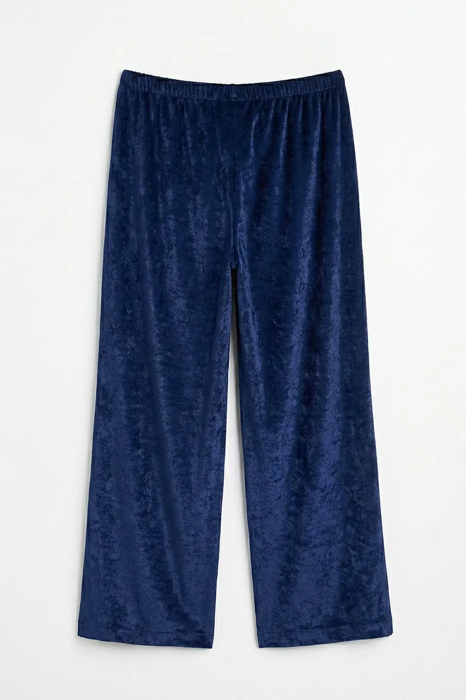 Bayan Lacivert Kadife Bol Pantolon